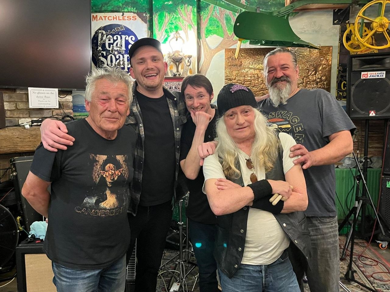 The five members of The Mighty Toodle and The Pips together